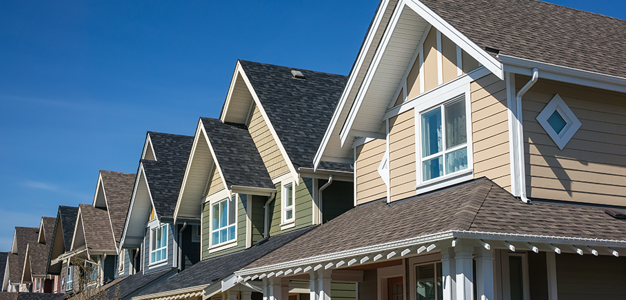 Row of houses on a sunny day