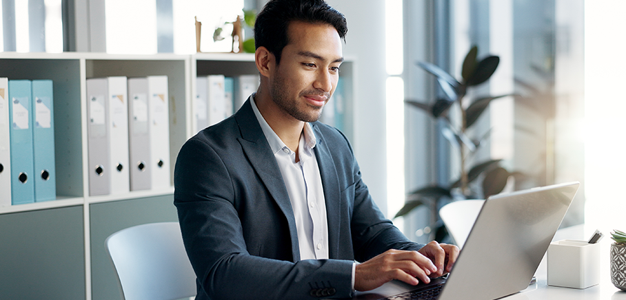 Professional working on a laptop